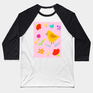 Happy Spring (Pink Background) Baseball T-Shirt